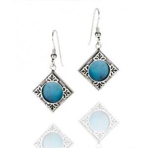 Rafael Jewelry Rectangular Earrings in Sterling Silver & Eilat Stone Artists & Brands