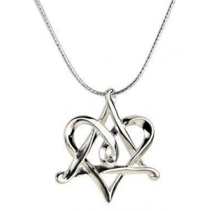 Star of David & Heart Pendant in Sterling Silver by Rafael Jewelry Jewish Home