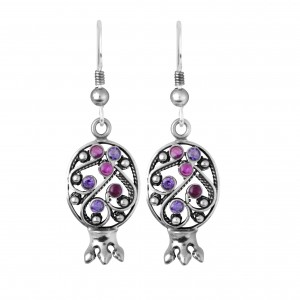 Pomegranate Earrings in Sterling Silver with Gems by Rafael Jewelry Artists & Brands