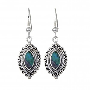Oval Earrings with Eilat Stone in Sterling Silver by Rafael Jewelry Artists & Brands