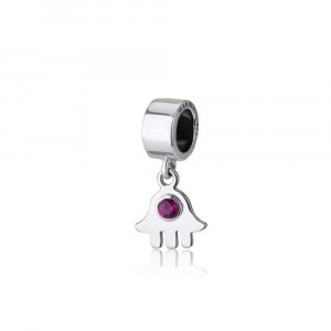 Hamsa charm in Sterling Silver with Ruby Israeli Charms
