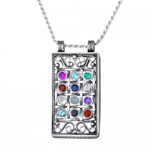 Rafael Jewelry Sterling Silver Pendant with Choshen Design Jewish Necklaces