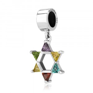 Sterling Silver Star of David with Jewel-Toned Stones
 Jewish Jewelry