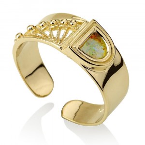 Modern Roman Glass Ring in 14K Gold by Ben Jewelry
 Jewish Jewelry