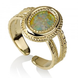 Classic Roman Glass Ring in 14K Gold by Ben Jewelry
 Israeli Jewelry Designers