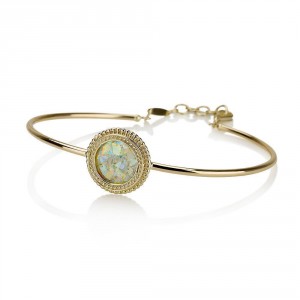 Bracelet in 18K Yellow Gold with Roman Glass by Ben Jewelry Jewish Jewelry