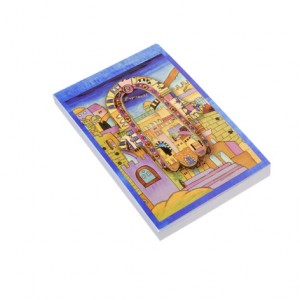 Notepad with Jerusalem Scene by Yair Emanuel with Bright Colours Modern Judaica