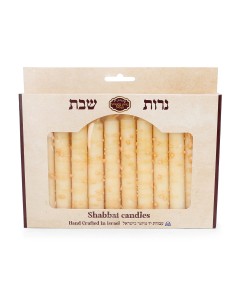 Galilee Style Candles Shabbat Candles with Dripped Lines - Natural Shabbat