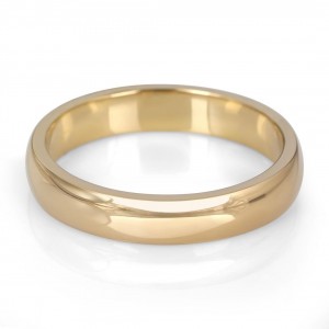 14K Gold Jerusalem-Made Traditional Jewish Wedding Ring With Comfort Edge (4 mm) Jewish Occasions