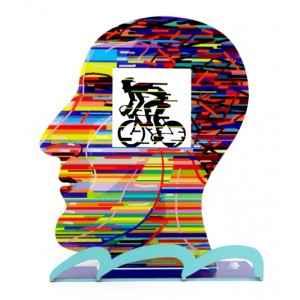 David Gerstein Armstrong Cyclist Head Sculpture Israeli Art