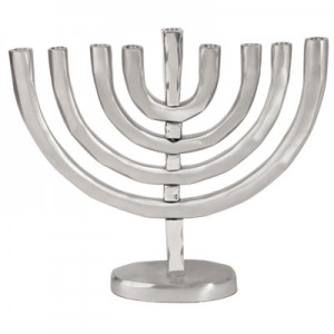 Yair Emanuel Anodized Aluminum Classic Menorah - Silver Candle Holders & Candles