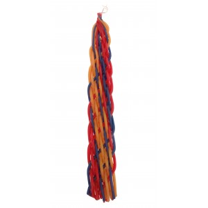 Galilee Style Candles Havdalah Candle with Crosshatching Red, Blue and Yellow Lines Candles