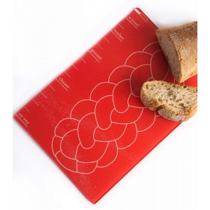 Red Glass Cutting Board with Yiddishisms by Barbara Shaw Outlet Store