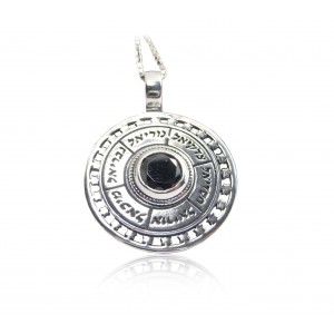 Medallion Pendant with Angels' Names & Onyx Stone Jewish Necklaces