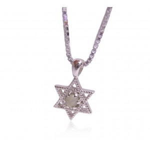 Magen David Pendant with a Chrysoberyl Gemstone Jewish Jewelry
