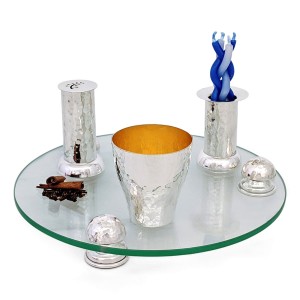 925 Sterling Silver Hammered 4 Piece Havdalah Set by Bier Judaica Jewish Occasions