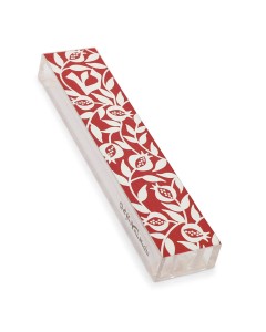Red Mezuzah with White Pomegranate Design Artists & Brands
