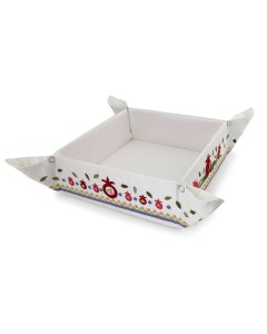 Yair Emanuel Folding Basket with Pomegranate Embroidery  Modern Judaica