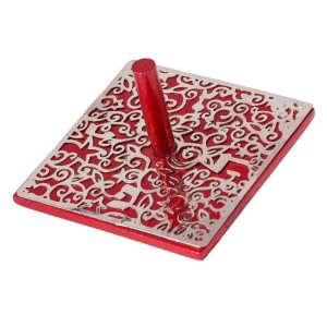 Yair Emanuel Square Dreidel with Pomegranate and Floral Design (Variety of Colors) Modern Judaica