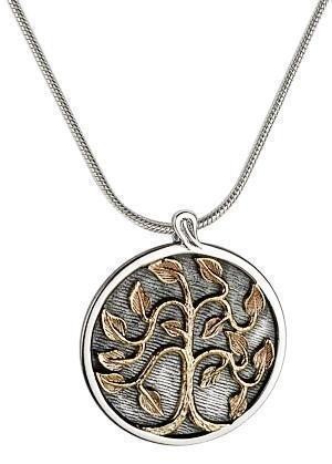 Round Pendant in Sterling Silver with 9k Yellow Gold Tree of Life by Rafael Jewelry