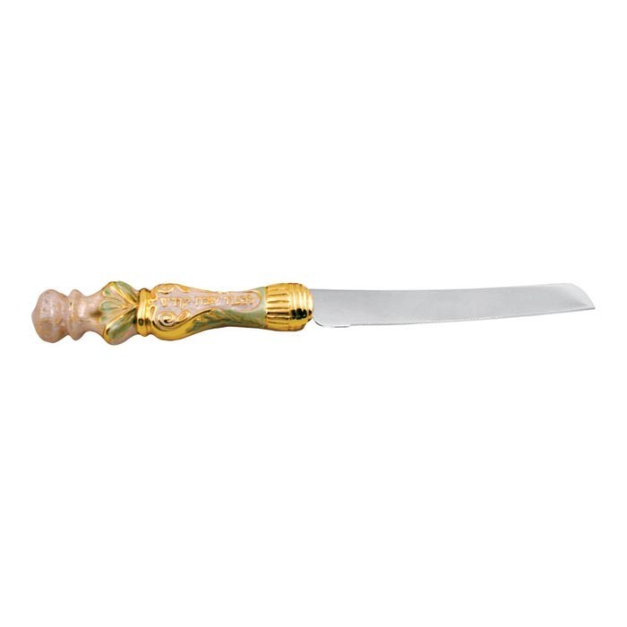 Challah Knife with 24k Gold Plated Handle in Ivory
