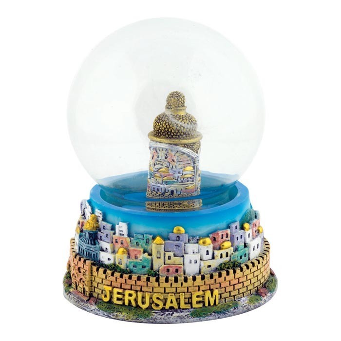 Large Ceramic Multi Coloured Jerusalem Tower Snow Globe
