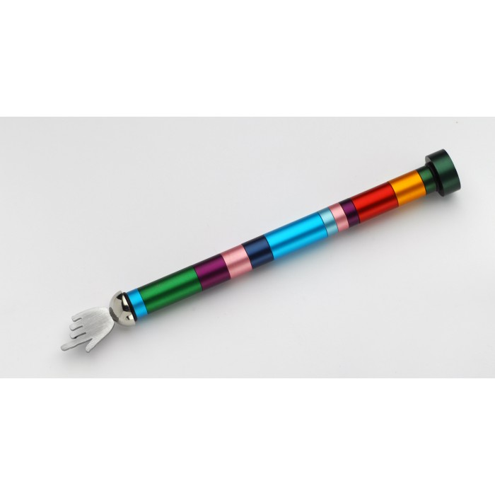 Anodized Aluminium Torah Pointer with Rainbow Stripes and Green Top