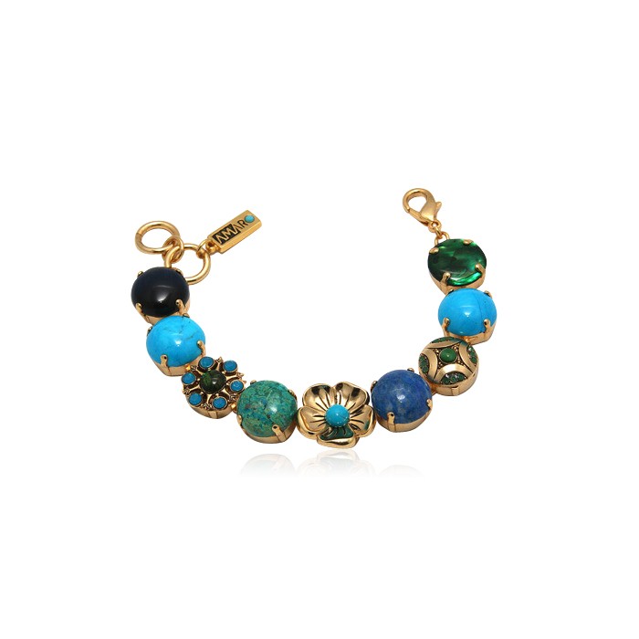 Bold Bracelet by Amaro Jewelry with Lapis and Amazonite Stones