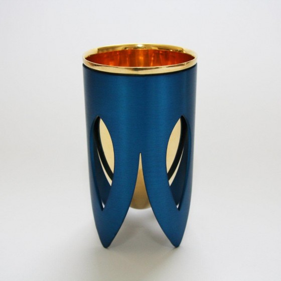 Blue Lotus Kiddush Cup with 24K Gold Plating