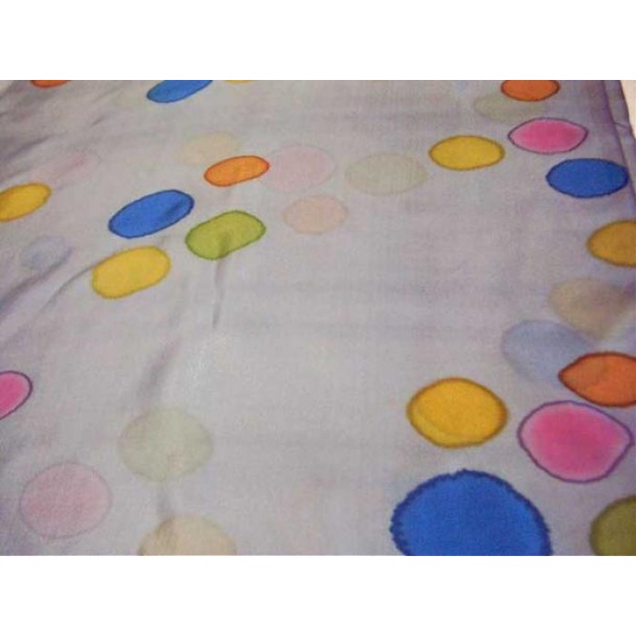 White Silk ‘Tichel’ Headscarf with Colorful Circles by Galilee Silks