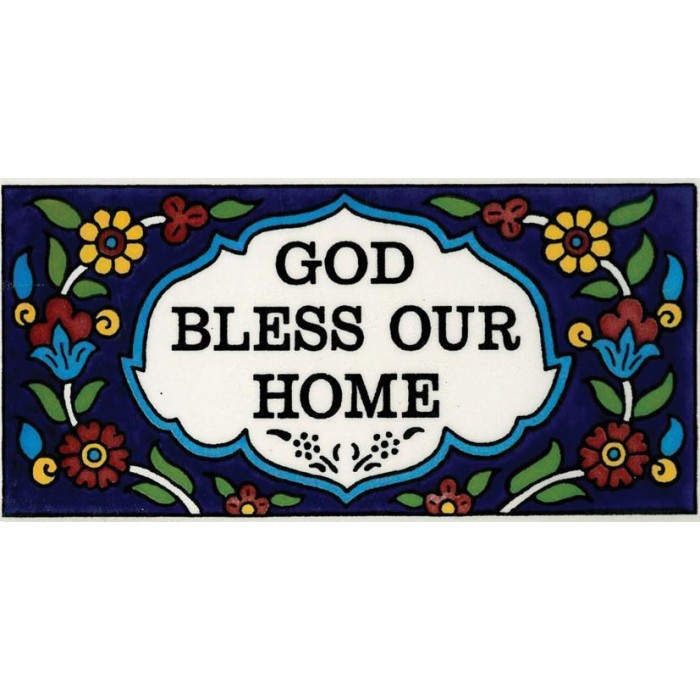 Armenian Ceramic Long Tile with Blessing for the Home