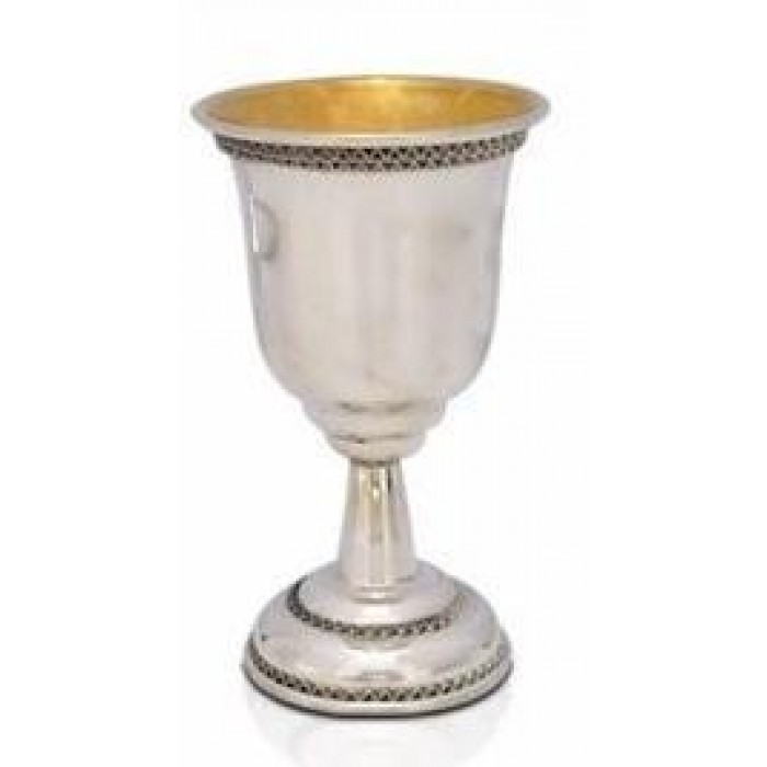Kiddush Cup in Sterling Silver with Filigree Embellishment by Nadav Art