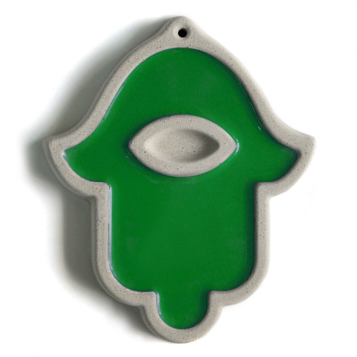 Concrete Hamsa Wall Hanging in Green by ceMMent