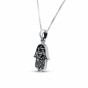 Sterling Silver Hamsa Necklace with Star of David