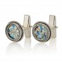  925 Sterling Silver Roman Glass Cufflinks in Solid Rounded Design by Ben Jewelry
