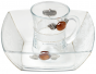 Glass Mayim Achronim Set with Floral Pattern and Hebrew Plaque