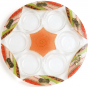 Glass Seder Plate with Orange Star of David, Metal Plaques and Stripes