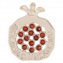 Shema Pomegranate Pendant in Rhodium Plated with Garnet Stones