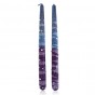 Galilee Style Candles Pair of Shabbat Candles in Purple, Blue and White