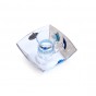 Glass Mayim Acharonim Set with Square Bowl, Hebrew Text and Blue Flowers
