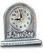 Silver Plated Table Clock with Jerusalem Scenery