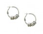 Silver Hoop Earrings with Five Rings