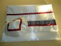 Tallit in White with Red Strips & Silver Pattern by Galilee Silks