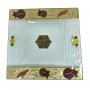Glass Matzah Tray with Gold Colored Pomegranate Motif